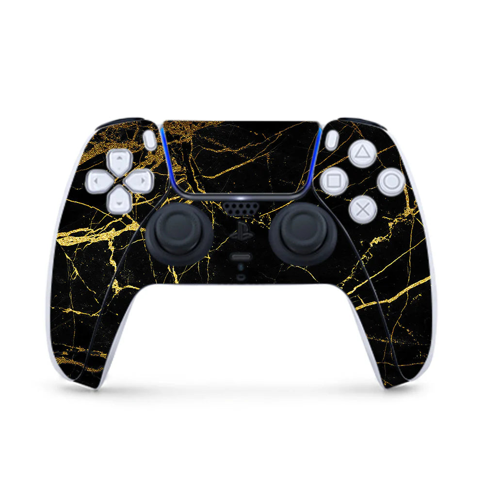 Black Gold Marble PS5 Controller Skin
