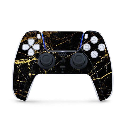 Black Gold Marble PS5 Controller Skin